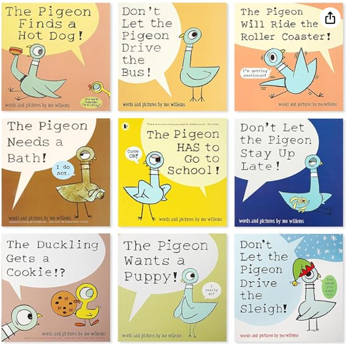 Pigeon books by Mo Willems for preschool read aloud