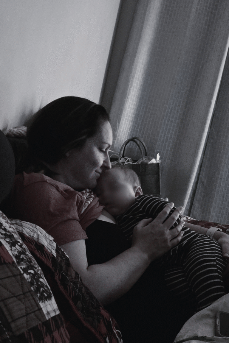 A sweet moment of motherhood - holding my last baby while he sleeps.