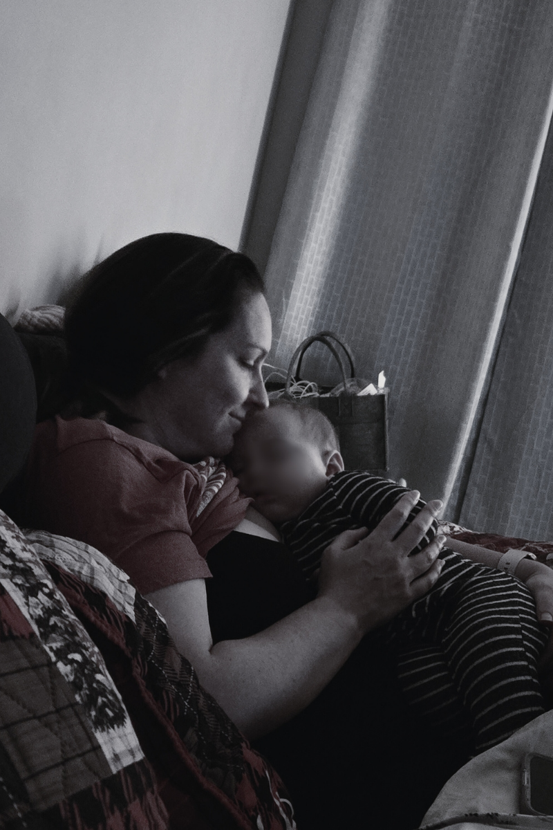 A sweet moment of motherhood - holding my last baby while he sleeps.