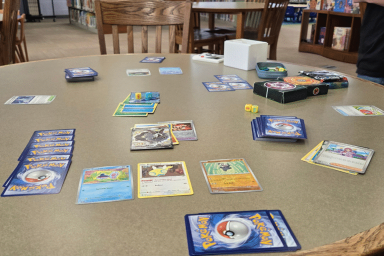 Playing Pokemon with my son to reinforce math skills.